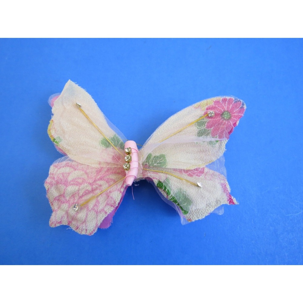 Pink Butterfly Sparkly Rhinestone Hair Clip Barrette